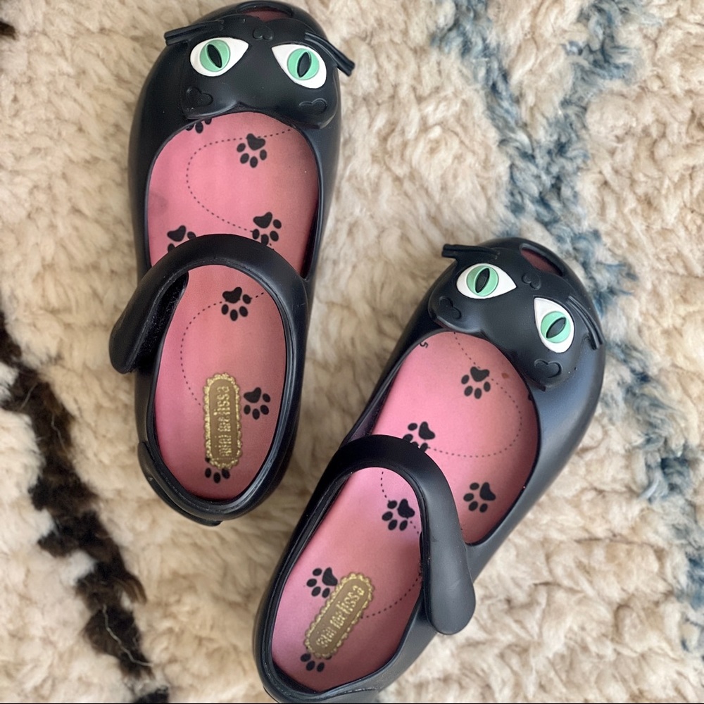 Mini Melissa Ultragirl Cat Mary Jane black flat size 10 (eur 27)